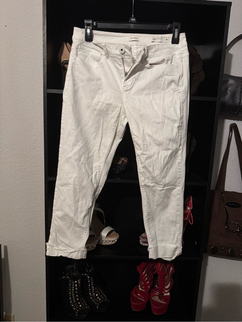J. Jill White Boyfriend Jeans - Casual Rolled Hem